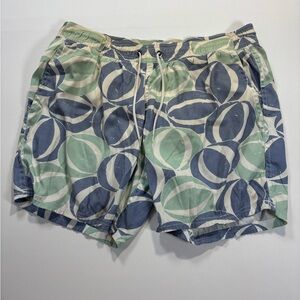 J. Crew Blue and Green Patterned Swim Trunks